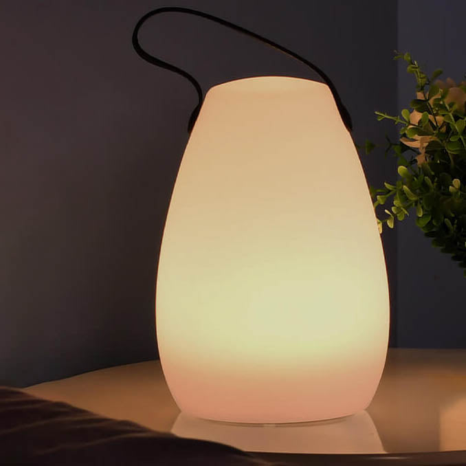 Rund, firkantet LED-bordlampe av plast til terrassen