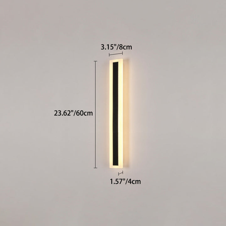 Moderne minimalistisk lang rektangulær aluminium akryl LED vegglampe for hage | Skanto
