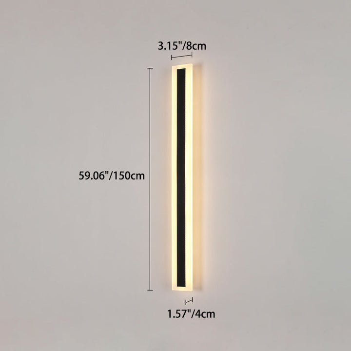 Lang, rektangulær LED-vegglampe av aluminium og akryl til hagen