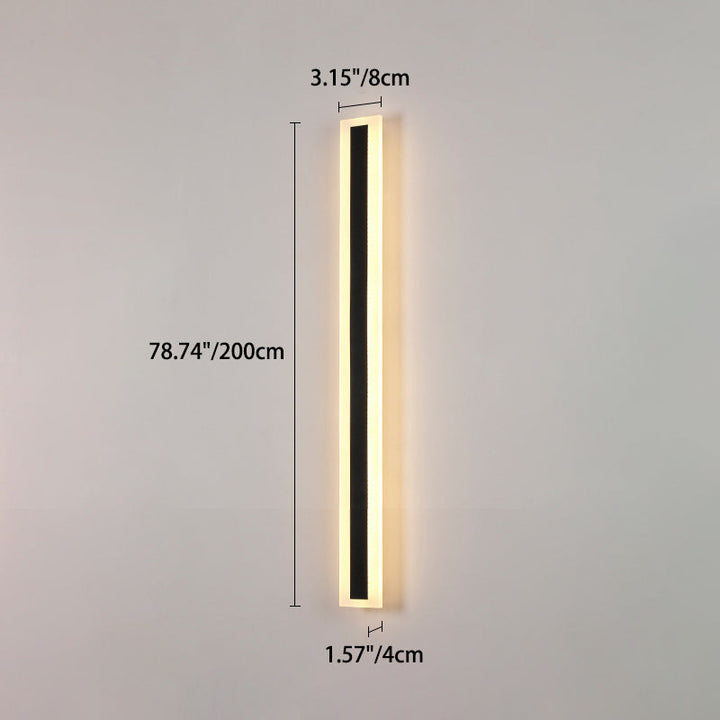 Lang, rektangulær LED-vegglampe av aluminium og akryl til hagen