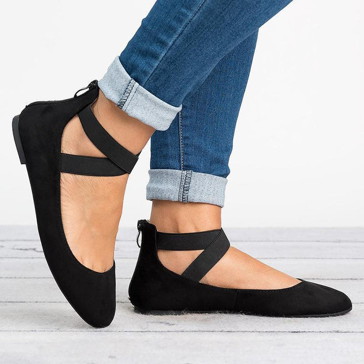 Skanto | Kvinner Pu Nubuck Flate Casual Ballerina Sko