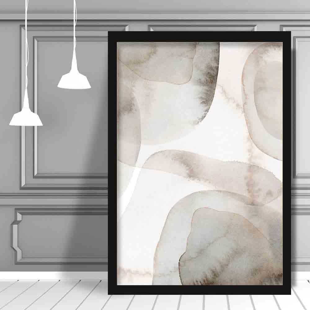 Kunsttrykk «Beige og grå akvarellformer» 02