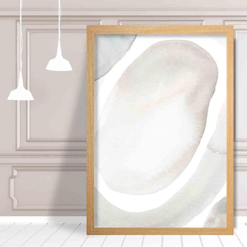 Kunsttrykk med beige og grå akvarellformer 03