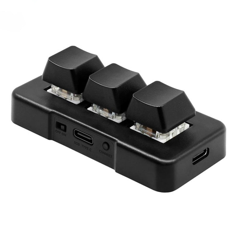 Skanto | MK321BT Bluetooth 5.1 3 Taster Tilpassbare Taster Gaming Kontor PS Clip Makro Programmering Tastatur (Svart)