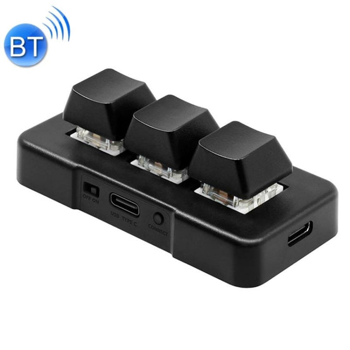 Skanto | MK321BT Bluetooth 5.1 3 Taster Tilpassbare Taster Gaming Kontor PS Clip Makro Programmering Tastatur (Svart)