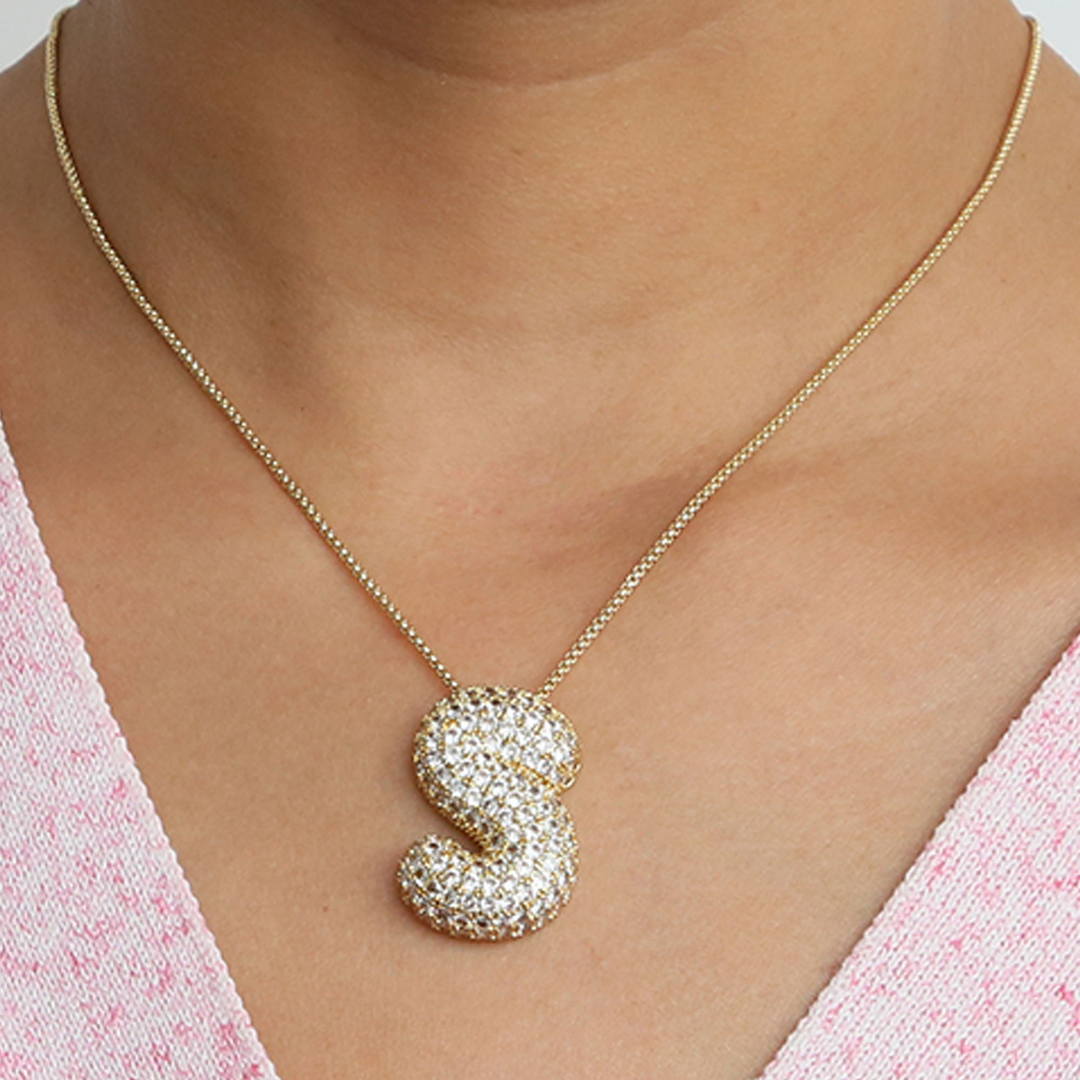 Skanto | Chunky Bubble Diamond Dazzle Initial Halskjeder