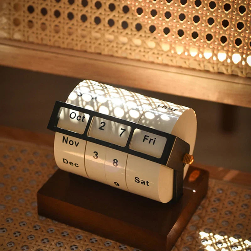 Skanto | Mid-Century Rotating Wooden Perpetual Desk Calendar