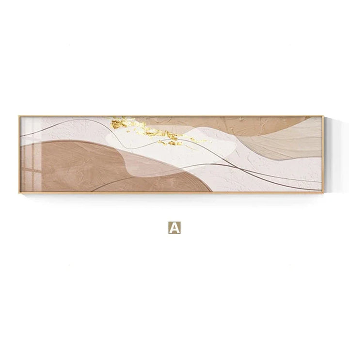 Modern Abstract Wide Format Wall Art Neutral Colors Flowing Lines Fine Art Canvas Prints Pictures for Above Sofa Art for Above Bed | Skanto