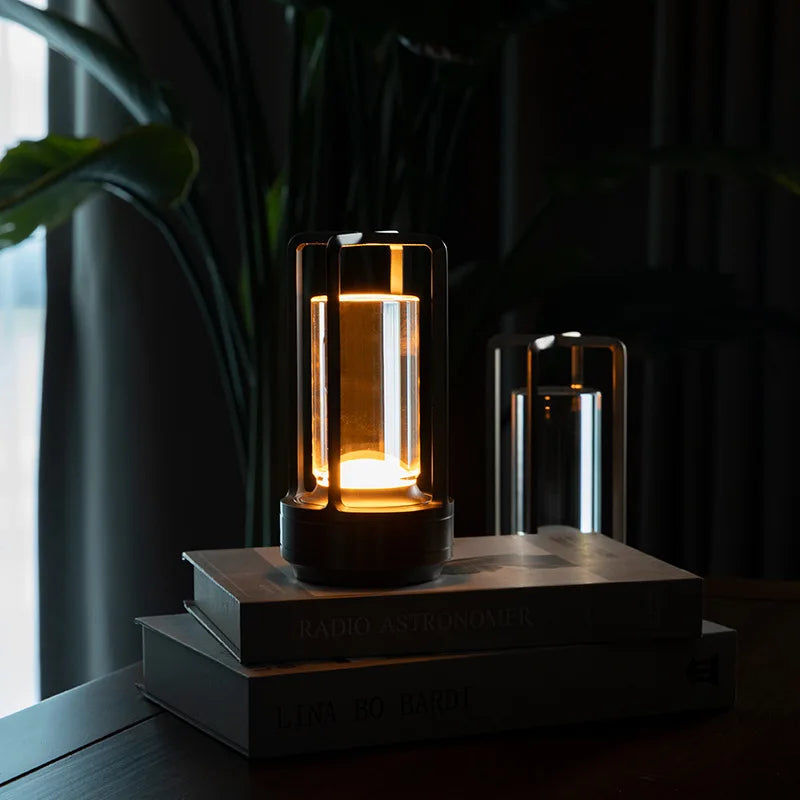 Oppladbar trådløs bordlampe med krystallglass - Bærbar LED-lampe for innendørs og utendørs områder | Skanto