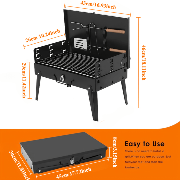 Skanto | Foldbar Stålgrill for Mobil BBQ & Spontan Grillmoro