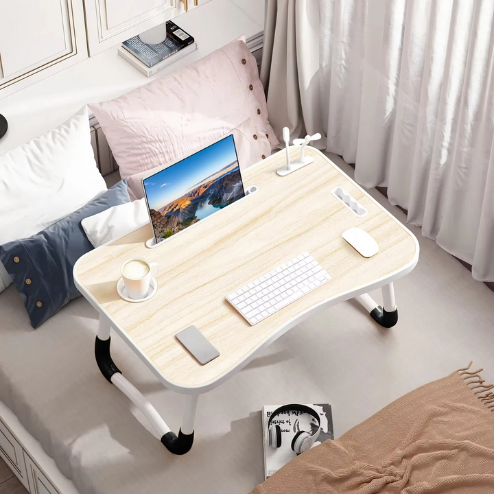 Skanto | Bærbart sammenleggbart laptopbord med USB-lampe, vifte og koppholder - 15,75" x 23,62"