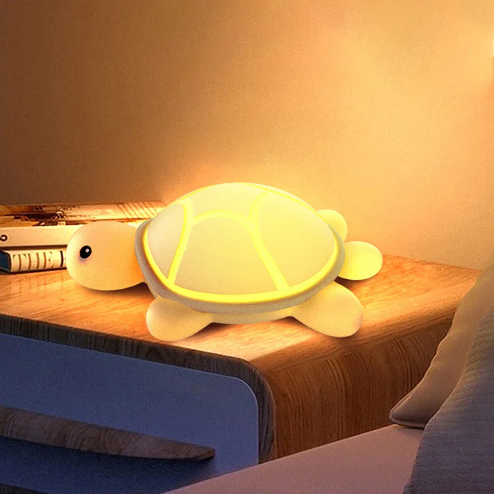 Skanto | ShellGlow LED Nattlampe | Sjekk Skilpadde | Myk Silikon | Fargeforandring & Varmt Lys | USB-C Oppladbar | 10.2 × 15.8 × 6.1 cm