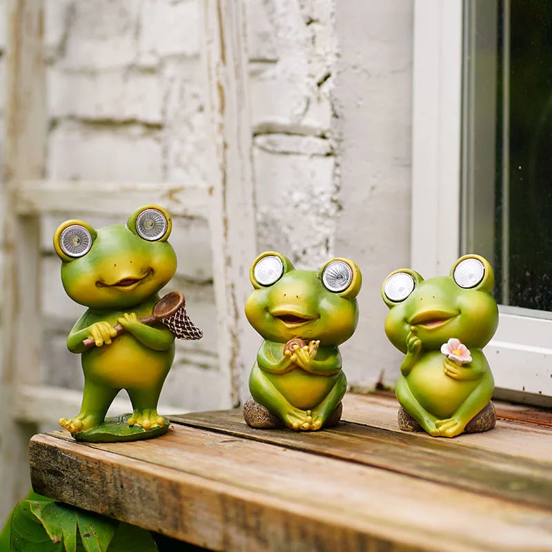 Norvo | NORTHEUINS Harpiks Mini Frosk Figurer Sollys Dekorative Dyrestatuer Landhus Pastoral Hage Landskap Dekor Tilbehør