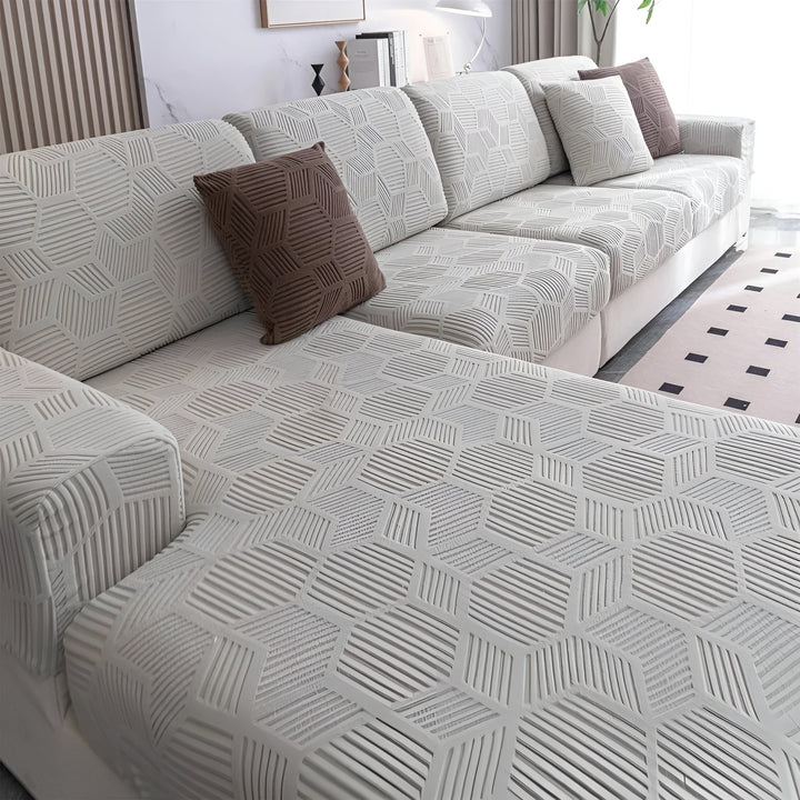 Jacquard Sofa Cover med Geometrisk Mønster – Myk & Katt-vennlig | Perfekt for Beskyttelse og Koselige Oppholdsrom | Skanto