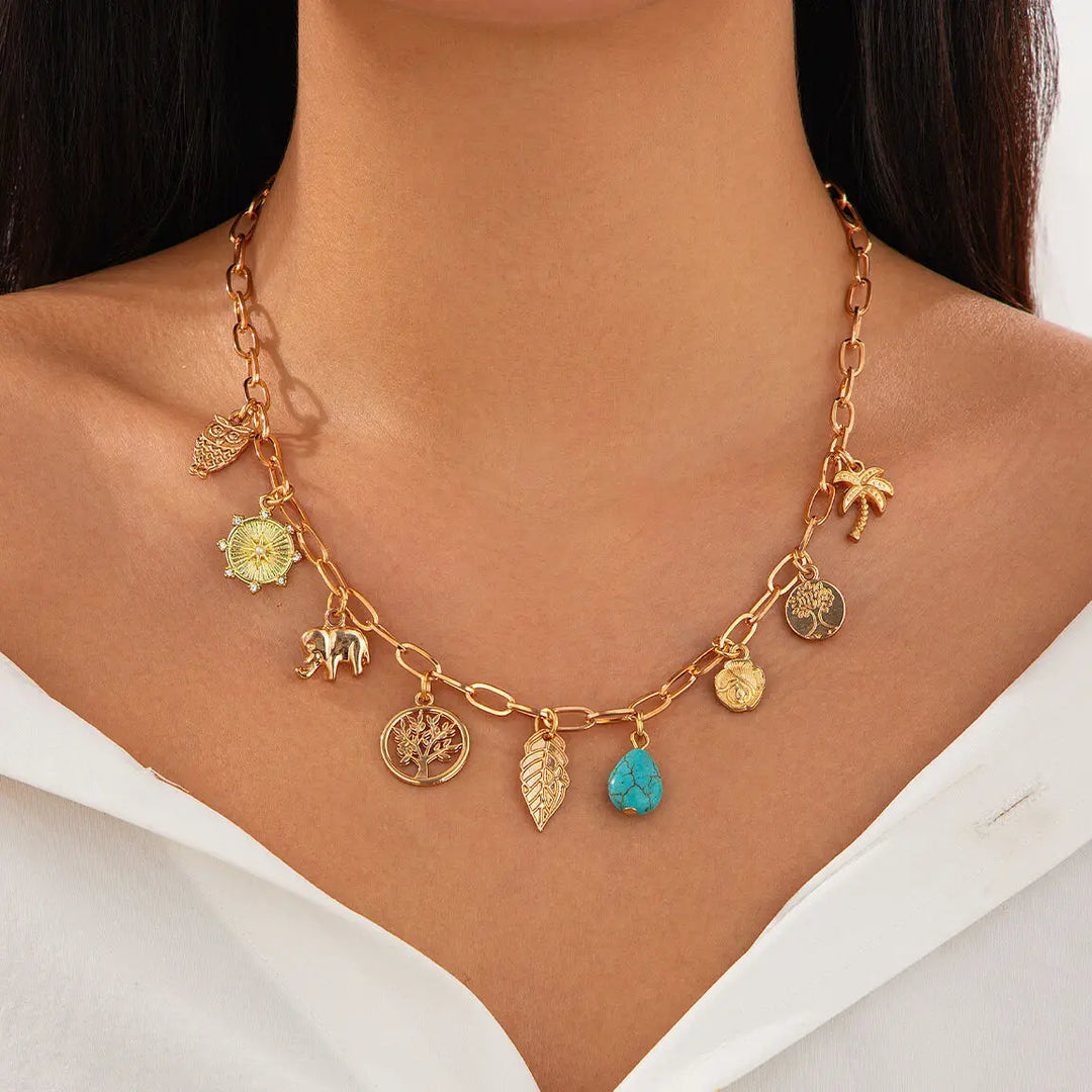 Skanto | Paperclip Tropical Charm Necklace