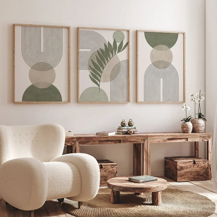 Sage Green Beige Minimalist Abstract Botanical Wall Art Fine Art Canvas Prints Pictures For Living Room Dining Room Nordic Home Deco | Skanto