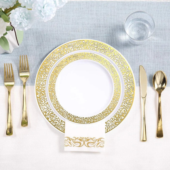 Skanto | 350stk Engangs Gull Blonde Servise Sett for 50 Gjester