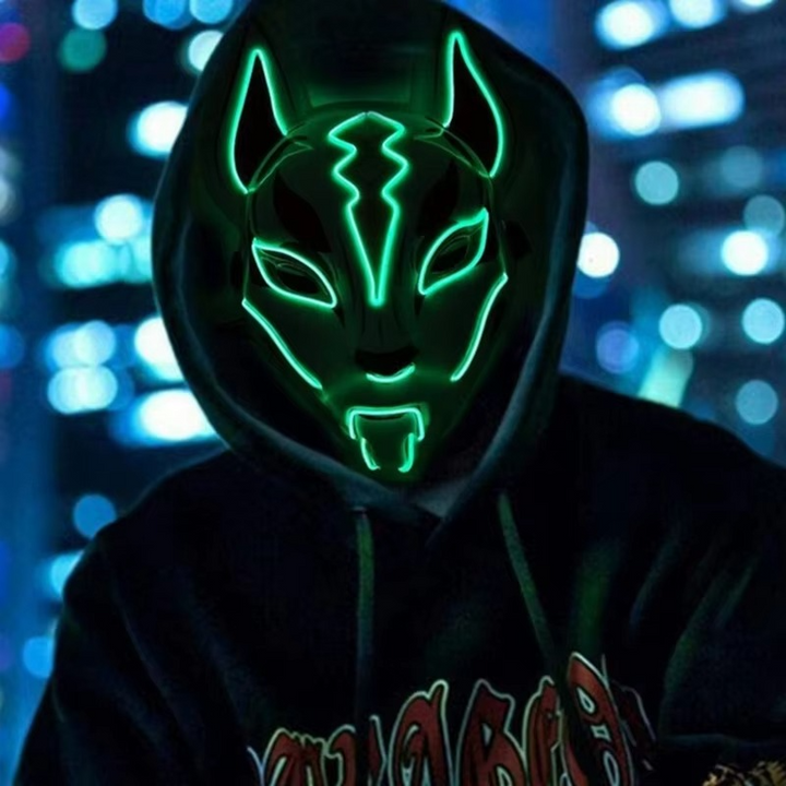 Skanto | Luminous LED Full Face Fox Maske for Halloween & Cosplay