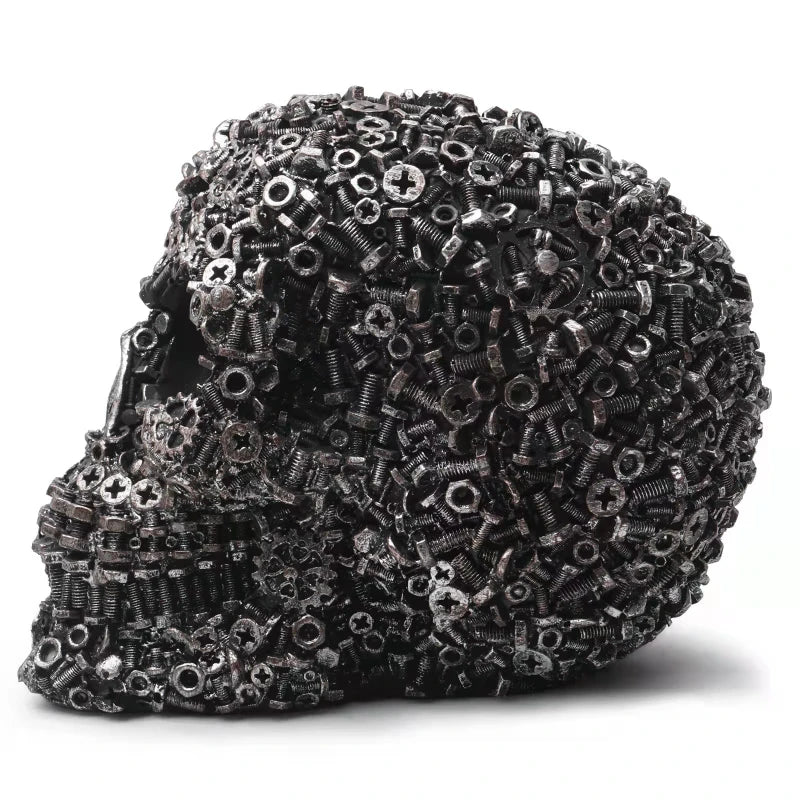 Skanto Harpiks Skrue Gir Mekanisk Stil Hodeskalle Dekorative Håndverk Ornament Hjem Dekor Statue Halloween Dekorasjon Skulptur