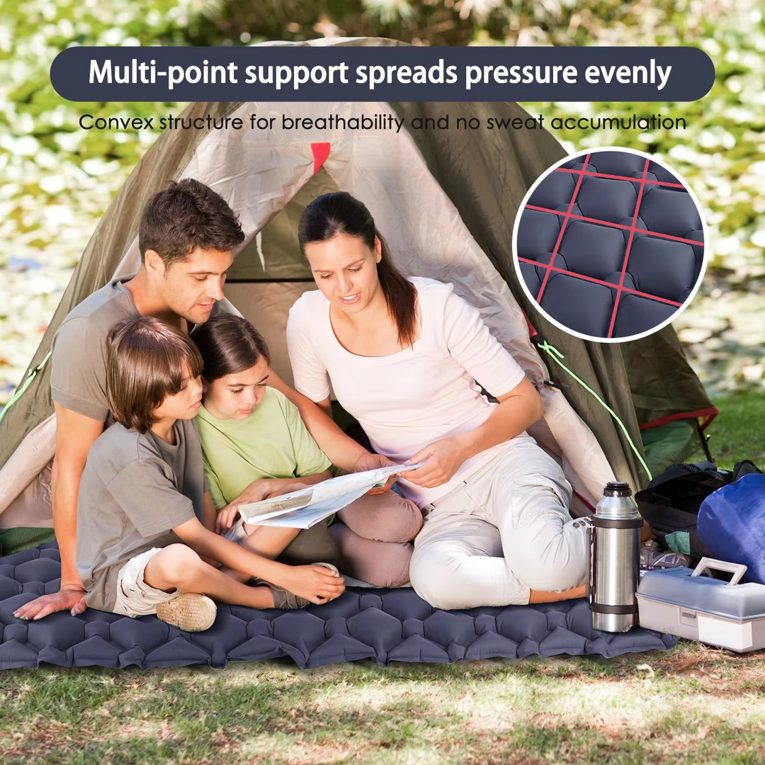 Skanto | Ultra-comfort oppblåsbar campingmadrass med integrert pute og pumpe
