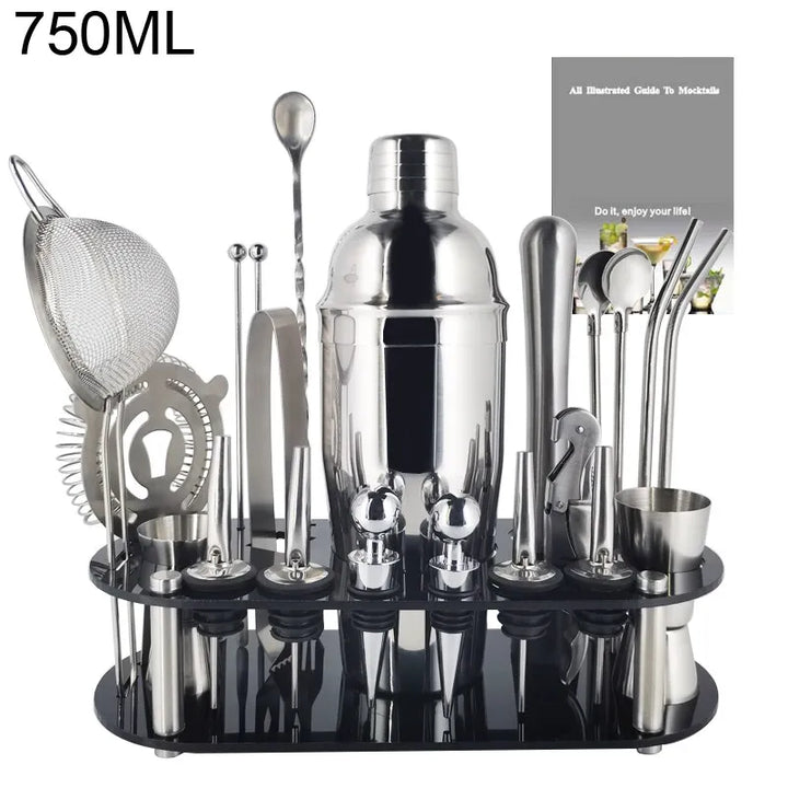 Skanto | 13-22 stk Boston Cocktail Shaker Set - 750ml & 600ml Barverktøy, Vinmikser-sett med holder - Profesjonelt bartender-verktøysett