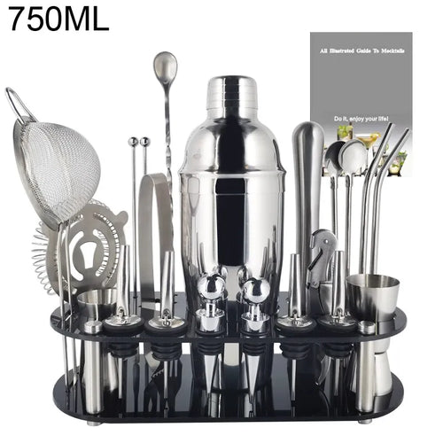 Skanto | 13-22 stk Boston Cocktail Shaker Set - 750ml & 600ml Barverktøy, Vinmikser-sett med holder - Profesjonelt bartender-verktøysett