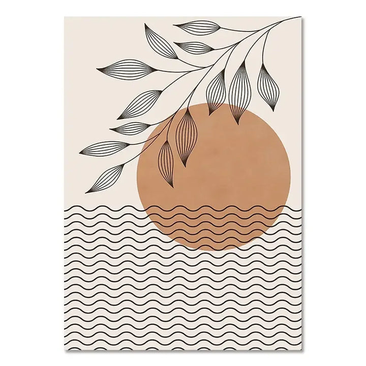 Minimalist Terracotta Sun Abstract Wall Art Fine Art Canvas Print Modern Pictures For Living Room Bedroom Gallery Wall Art Decor | Skanto