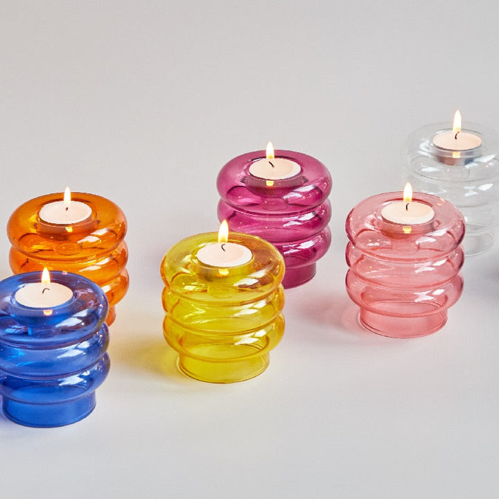Skanto | Glas-Spiral-Kerzenhalter | Modernes Dekorationsdesign | Mehrfarbig