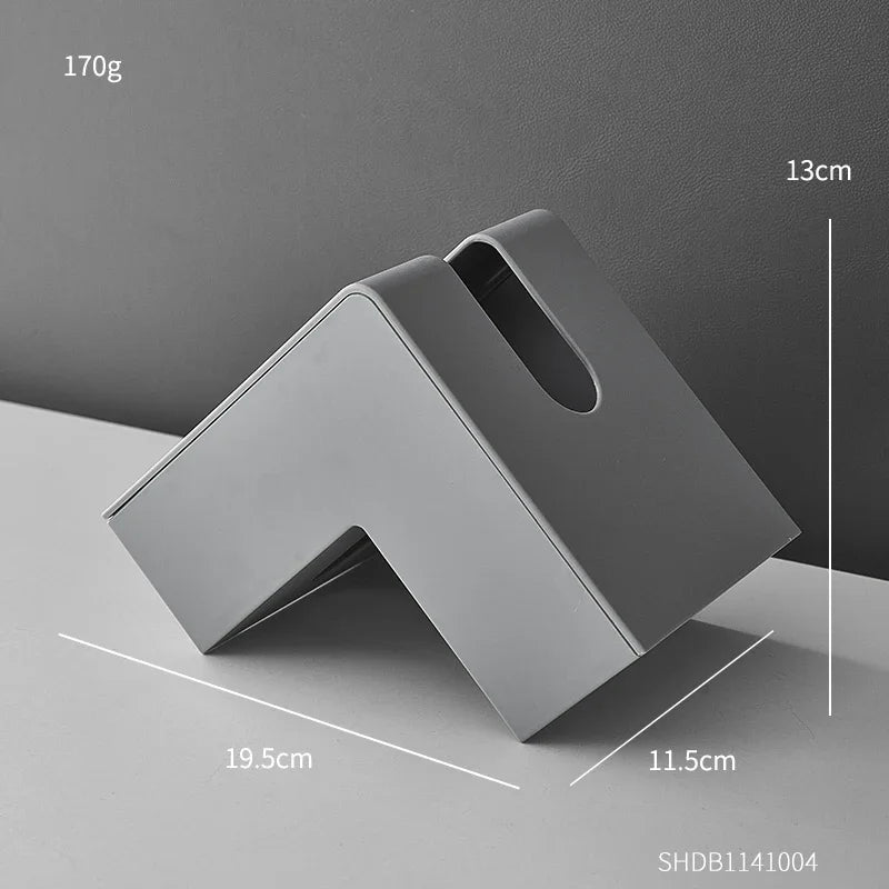 Minimalist Abstract L-Shaped Sculpted Tissue Box for Living Room Coffee Table Kitchen Counter Desk Nordic Style Home Decor | Skanto