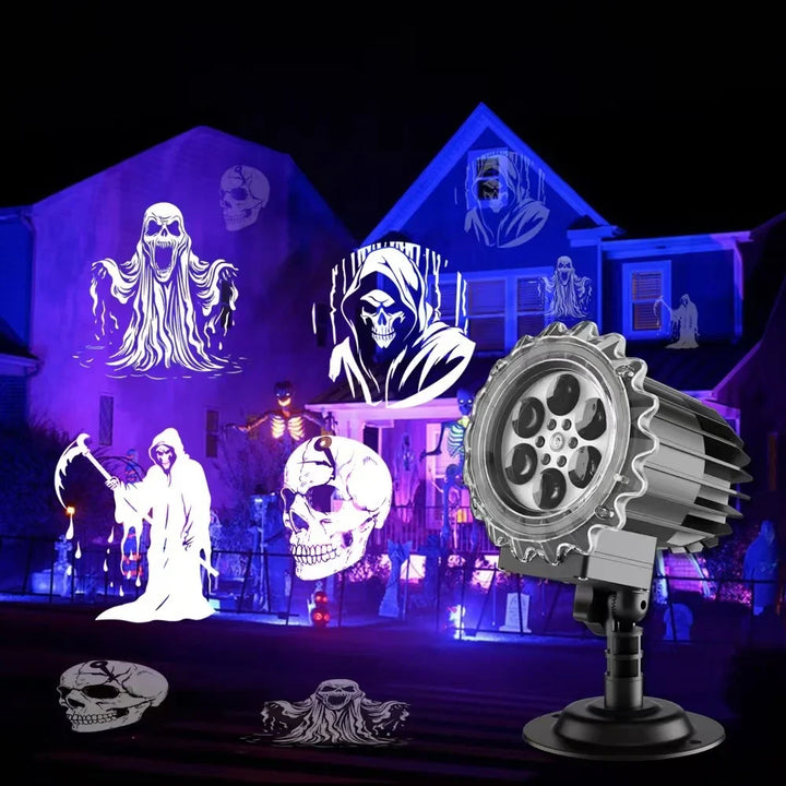 Skanto | SpookBeam Halloween LED-projektor | Dynamisk spøkelseprojeksjon | Vanntett | Utendørs
