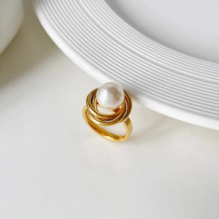 Skanto | 18k Klassisk Utsagn Dual Disc Perle Ring