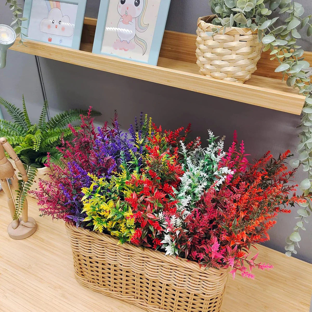 Norvo | Florabell 12 Delt Sett Kunstig Lavendel | Kunstige Planter for Bryllup, Vaser, Garlands & Dekorasjon | For Innendørs & Utendørs