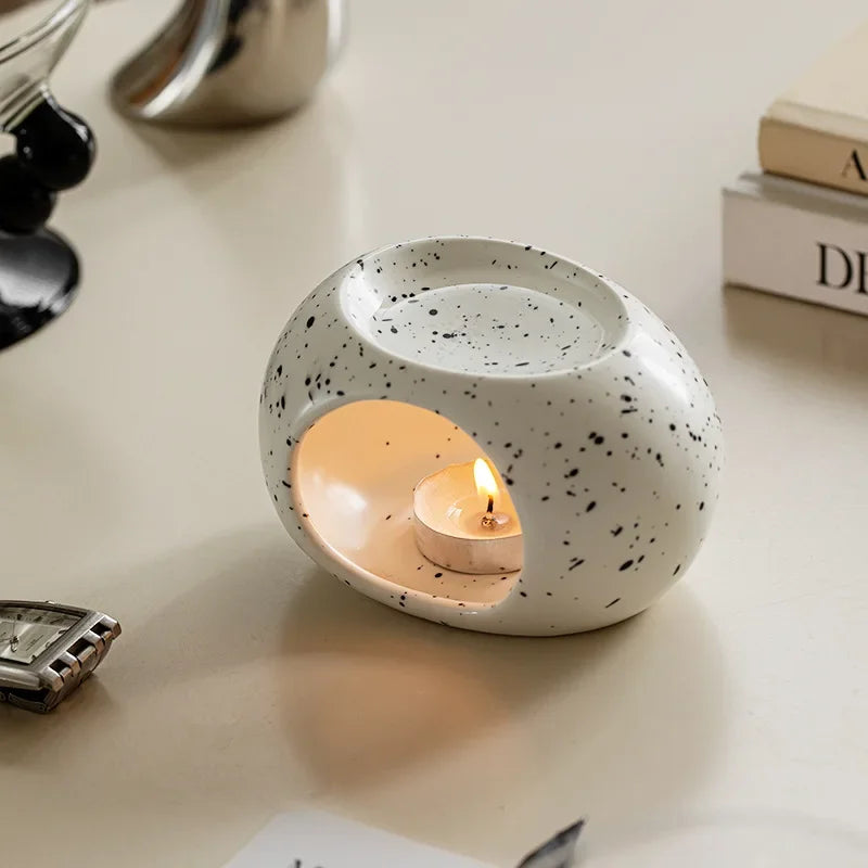 Skanto | Aroma Oven Scentura | Svart Keramisk Duftdiffuser | For Essensielle Oljer & Røkelsespinner | Spa & Hjem