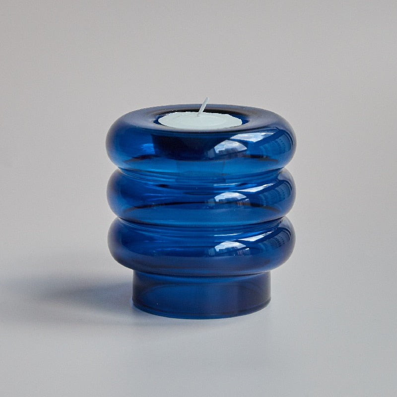 Skanto | Glas-Spiral-Kerzenhalter | Modernes Dekorationsdesign | Mehrfarbig