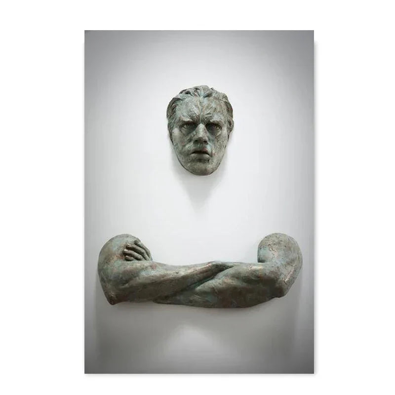 Modern Urban Abstract Iron Statue Wall Art Fine Art Canvas Prints 3D Visualization Figure Art Pictures For Minimalist Apartment Wall Decor | Skanto