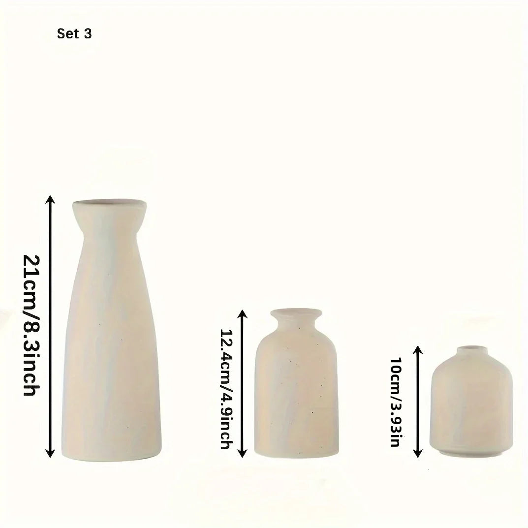 Skanto Vase Sett Av 3, Blomster Vaser For Rustikk Hjemmedekor, Moderne Bondegård Dekor, Stue Dekor, Hylle Dekor, Bord Dekor