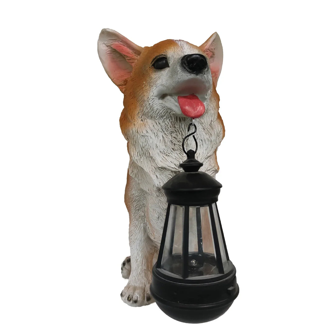 Solenergidrevet utendørs harpiks hundestatue lampe | Skanto