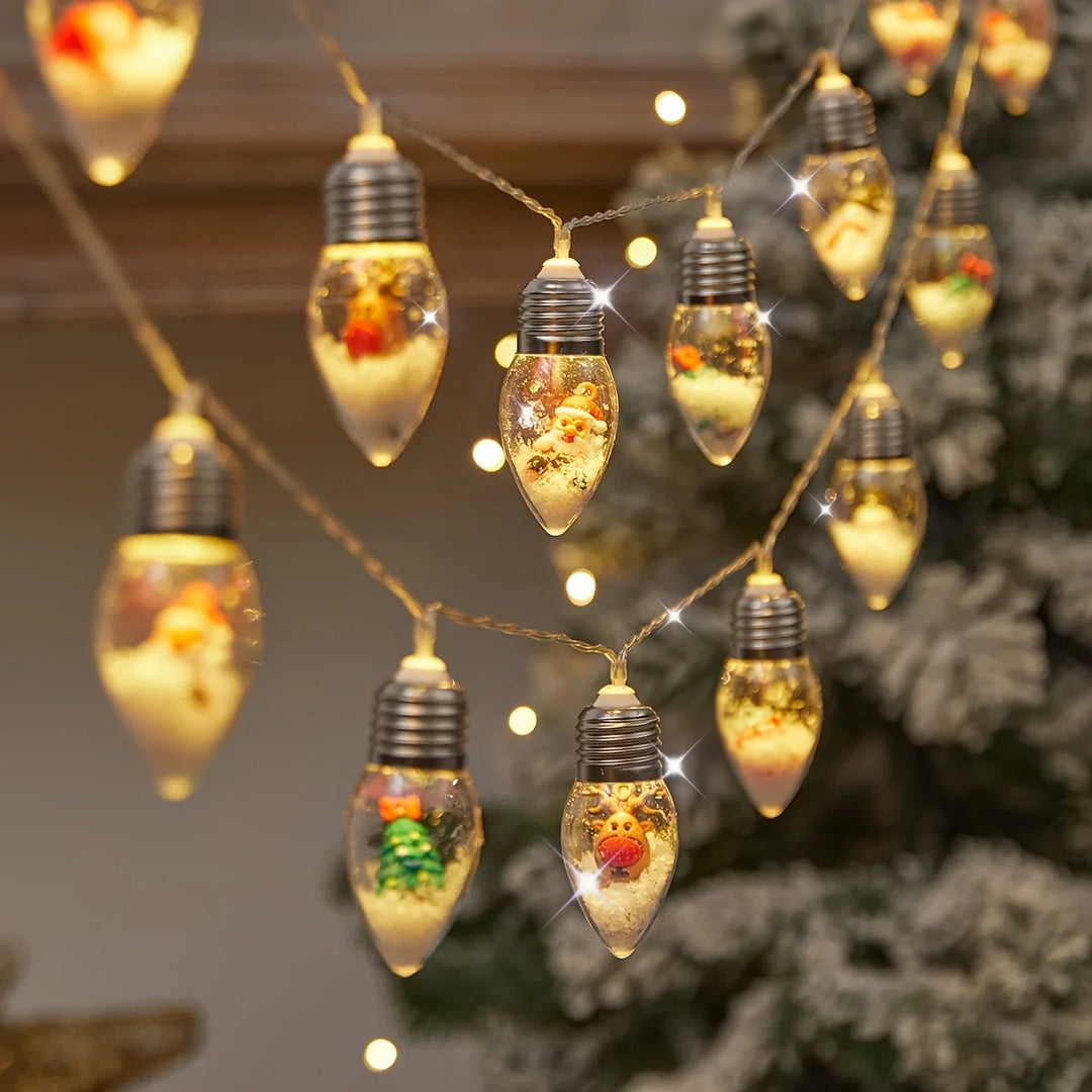 Skanto | LED Snøball Lyskjede “FrostyGlow” | 2 m | 10 LED-er | Batteridrevet | Jul & Nyttår dekorasjon