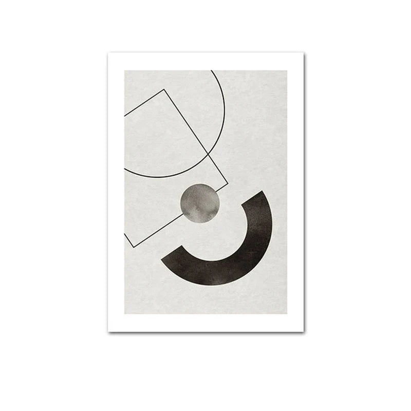 Skanto Scandinavian Minimalist Geometric Dark Neutral Colors Wall Art Fine Art Canvas Prints Modern Abstract Pictures for Living Room Home Decor | Skanto