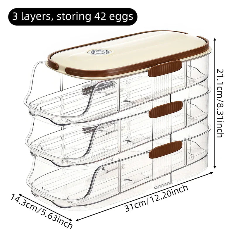 Skanto | Kjøleskapsorganisator Automatisk Rullende Transparent Egglagringsboks