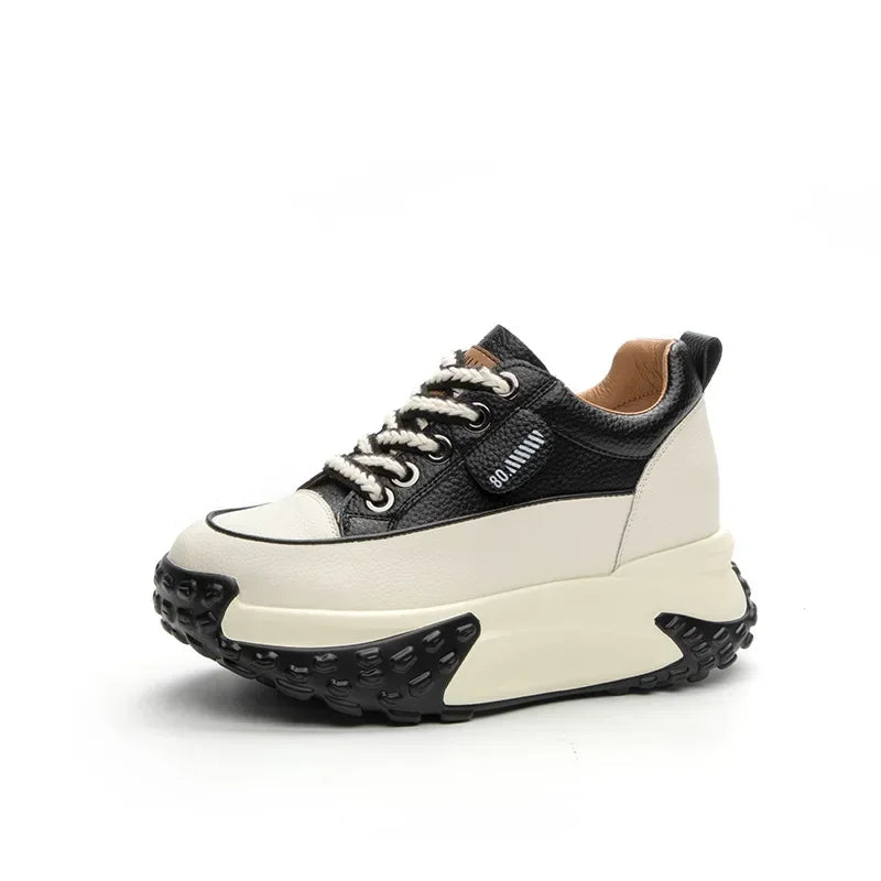 Skanto | 7 cm Plattform Wedge Sneakers laget av Lær