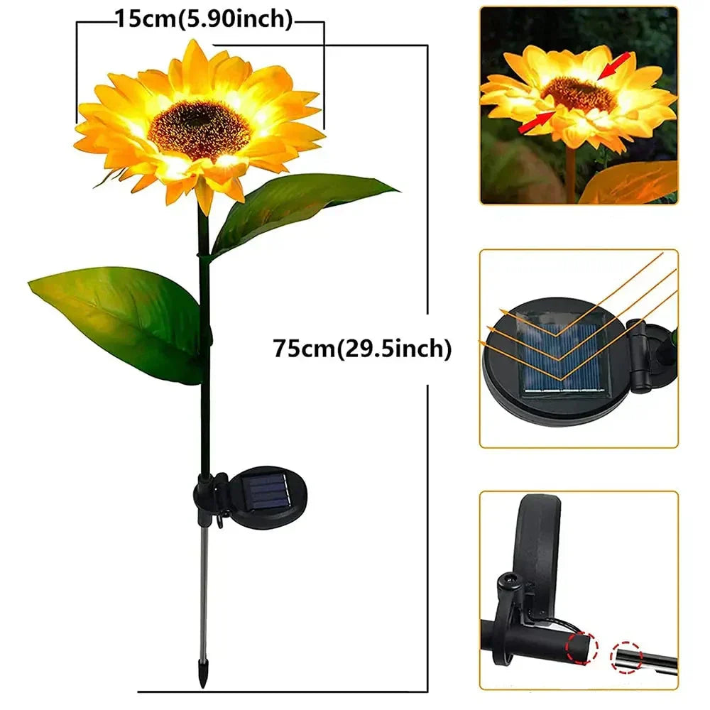 Skanto | Vanntett Solar Solsikke Lampe for Hage & Terrasse