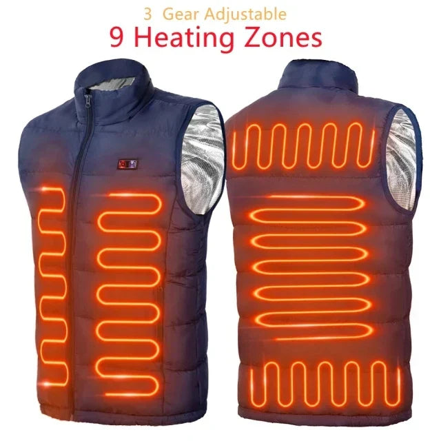 Skanto | oppvarmet jakke med 9 varme soner | USB-varmejakke for kvinner og menn | Grafen varme-teknologi for utendørs, camping og sport | ThermoVenture
