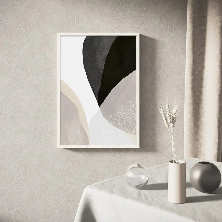 Black White Gray Minimalist Abstract Wall Art Fine Art Canvas Prints Neutral Colors Pictures for Living Room Bedroom Home Office Decor | Skanto