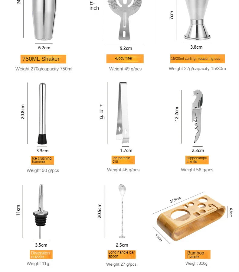 Stirré Elite Cocktail Set – Luksuriøs Metallisk Bar Kit Nødvendigheter | Skanto