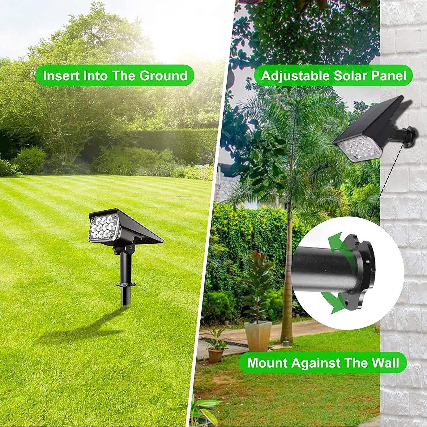Norvo | Solar Garden Spotlight LumiRay Sett 4 | IP65 Vanntett | Automatisk Skumringssensor | LED Landskapsbelysning