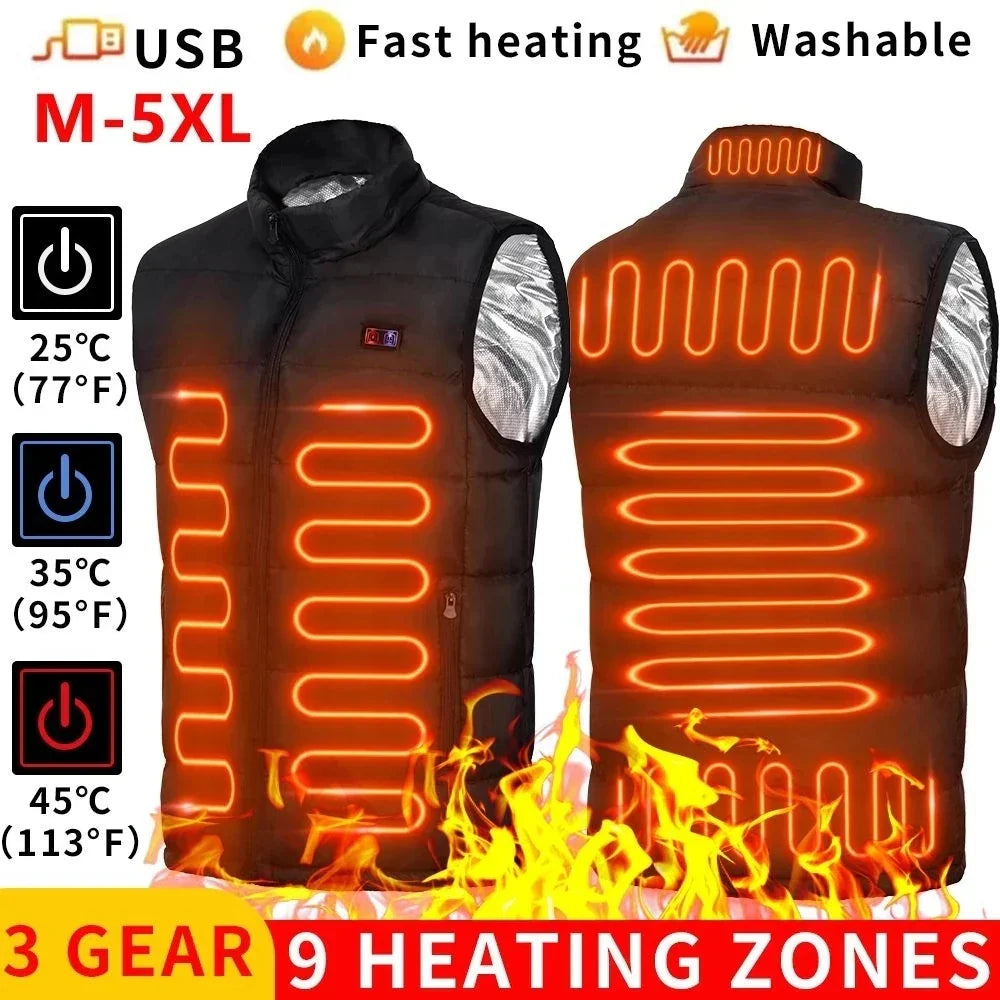 Skanto | oppvarmet jakke med 9 varme soner | USB-varmejakke for kvinner og menn | Grafen varme-teknologi for utendørs, camping og sport | ThermoVenture
