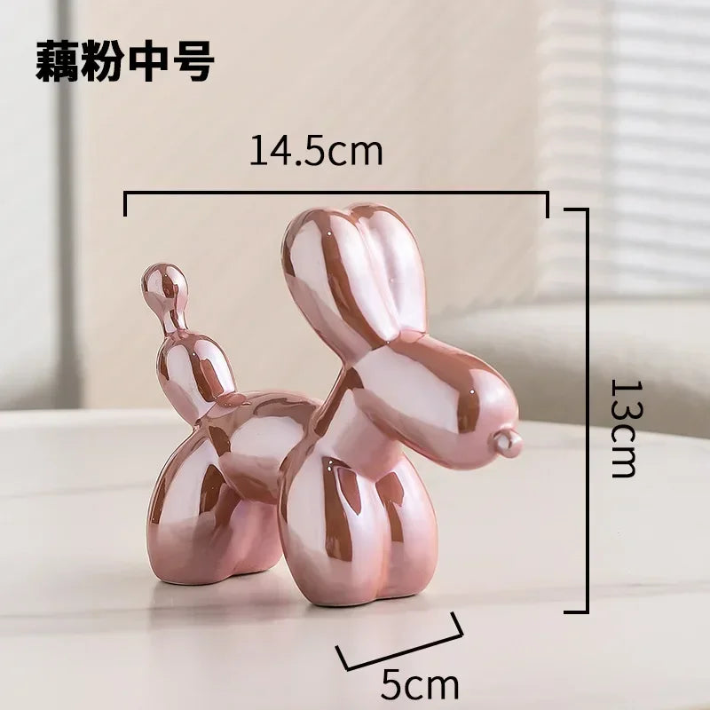 Skanto | Nordisk Keramisk Ballonghund Skulptur Gull Dyre Dekorasjoner Statue Stue Ornament Kreativ Skrivebord Ornament Hjem Dekor