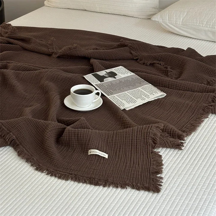 Skanto | Ensfarget bomull sofa teppe