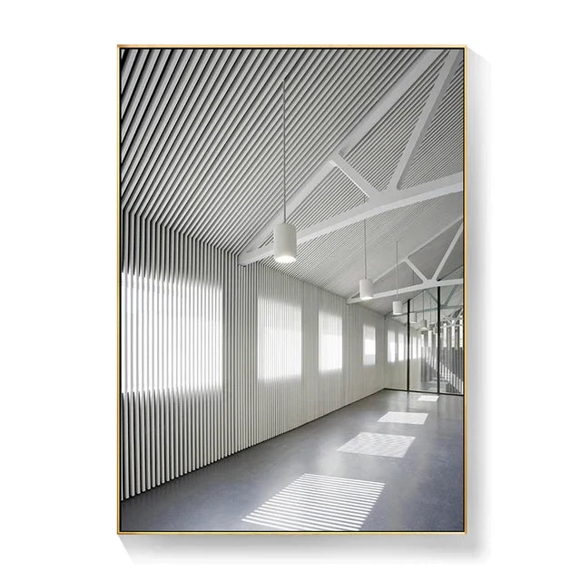 Black White Architectural Interior Wall Art Fine Art Canvas Prints Pictures For Modern Loft Living Room Home Office Decor | Skanto